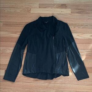 Jessica Simpson Moto Jacket Womens Medium Black Faux Leather Zip Up Casual